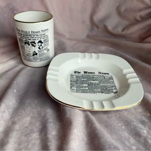Vintage ashtray & cup - The Home News New Brunswick New Jersey CBS advertising